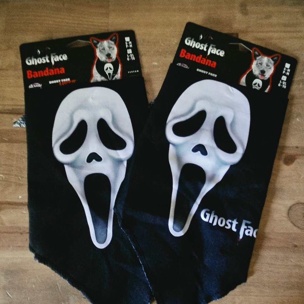 Fun World Ghost Face Bandana Pet L/XL Black New Halloween Scream Costume 98124K